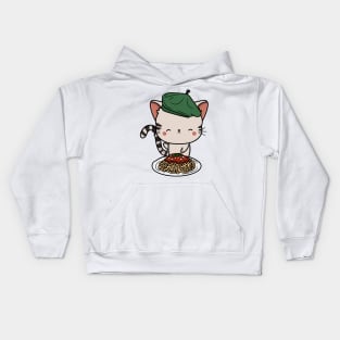 Cat eating Spaghetti - Tabby Cat Kids Hoodie